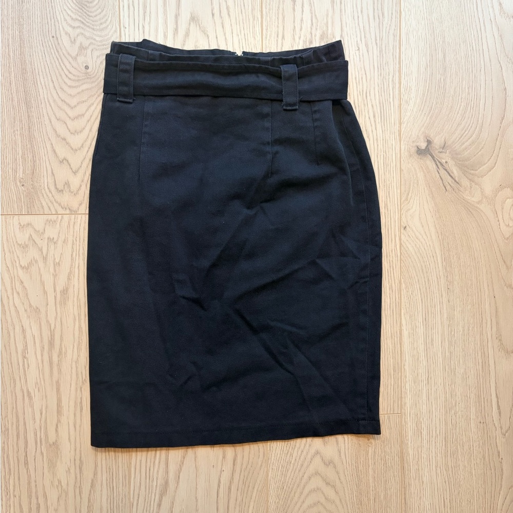 De Couleur Black High Waisted Belted Pencil Skirt Size 6 - Picture 6 of 6